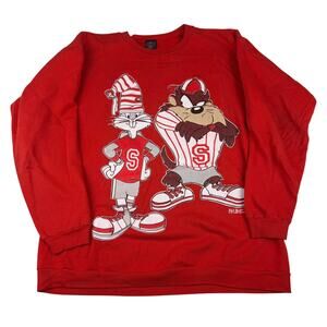 Vintage Taz Stanford Looney Tunes Sweatshirt Large Red